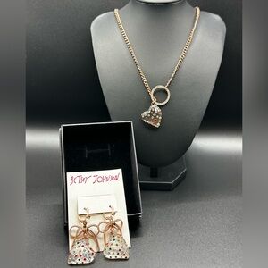 Betsey Johnson Gold Heart Necklace with Colorful Accents